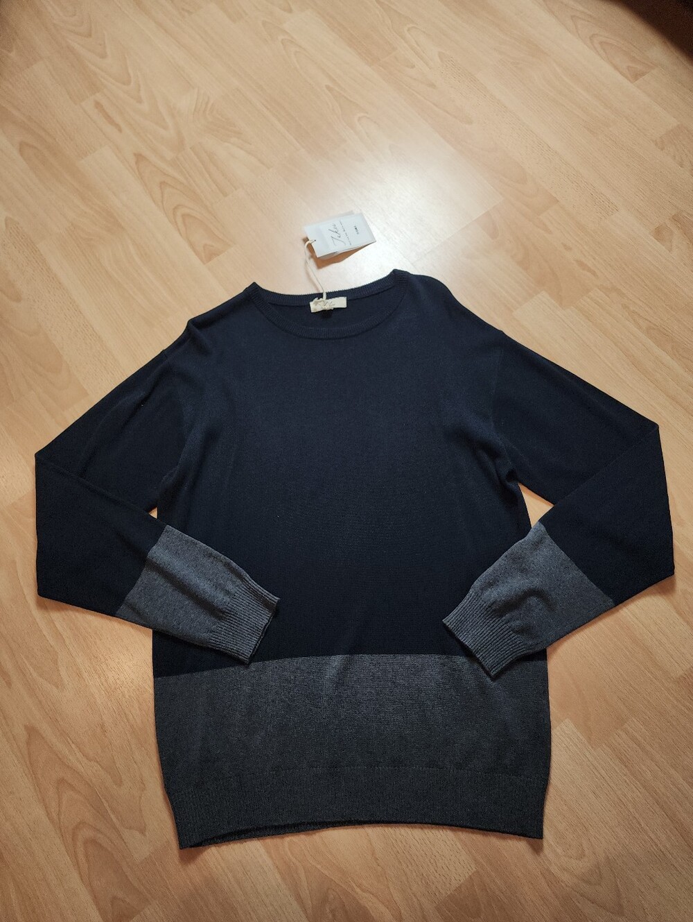 NWT Takei × Not Labeled Bamboo Cotton Knit Sweater Black Grey Colorblock Large